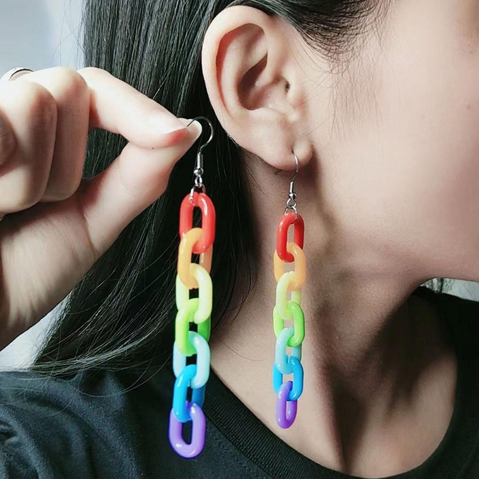 Love Pendant Chain Irregualr Drop Earrings