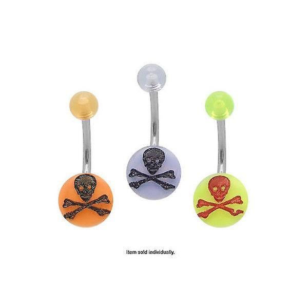 Acrylic skull cross bones logo flat head navel ring