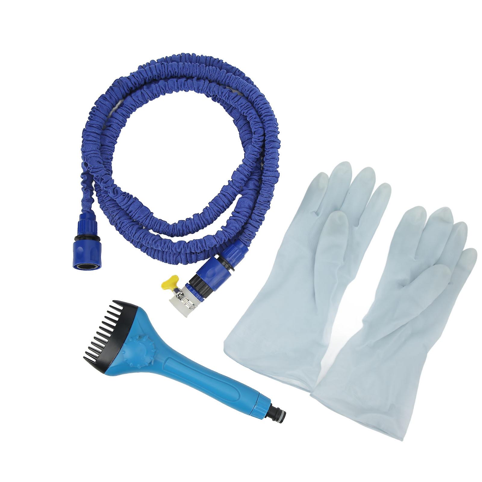 Swimming Pool Cartridge Filter Cleaning Tool Handheld Filter Cleaning Brush with Retractable Water Pipe and Gloves