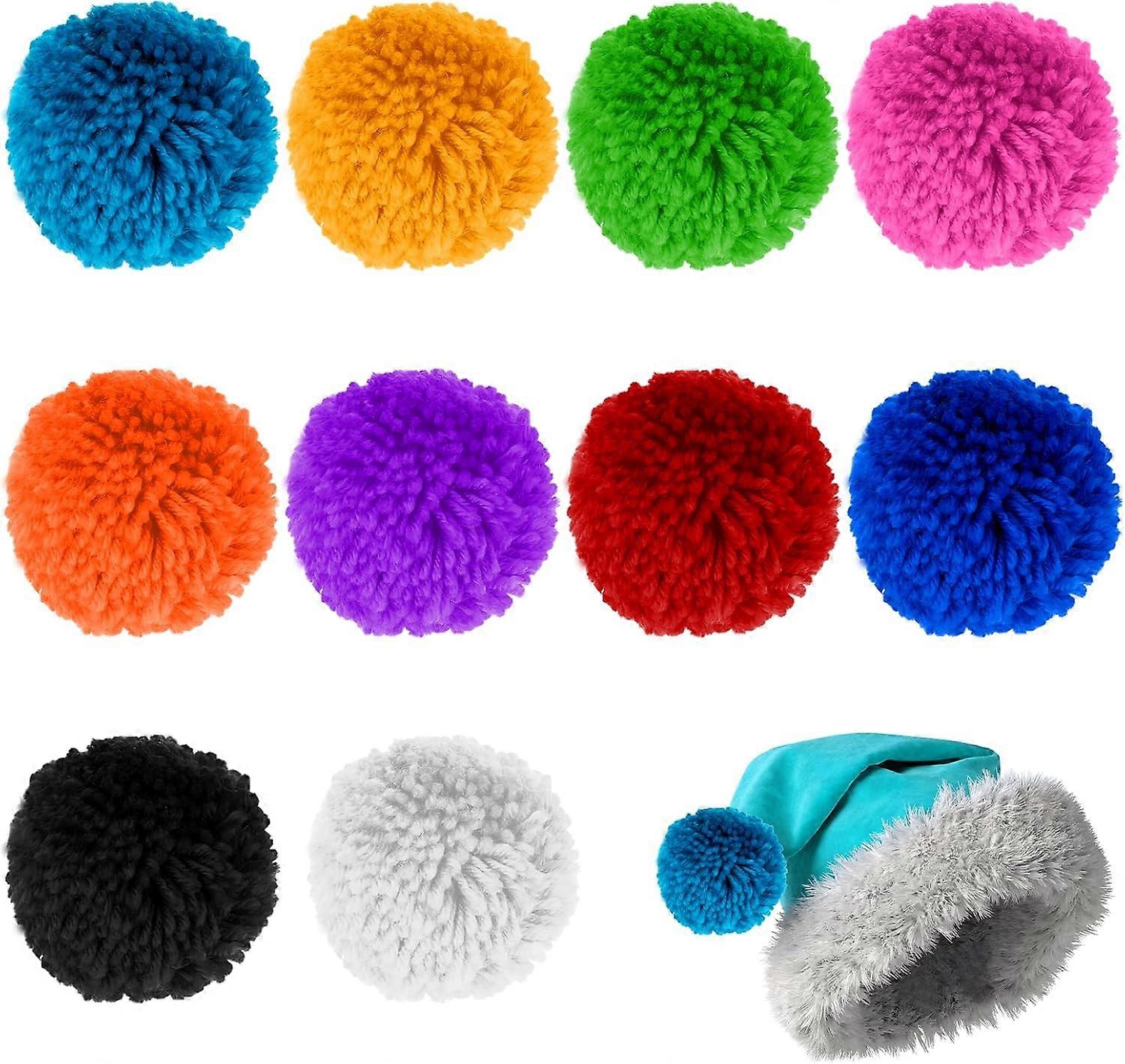 10 قطع كبيرة غزل بوم بوم - 3 بوصة كرات الاكريليك للحرف اليدوية والقبعات وديكورات الحزب - حزمة متنوعة ملونة