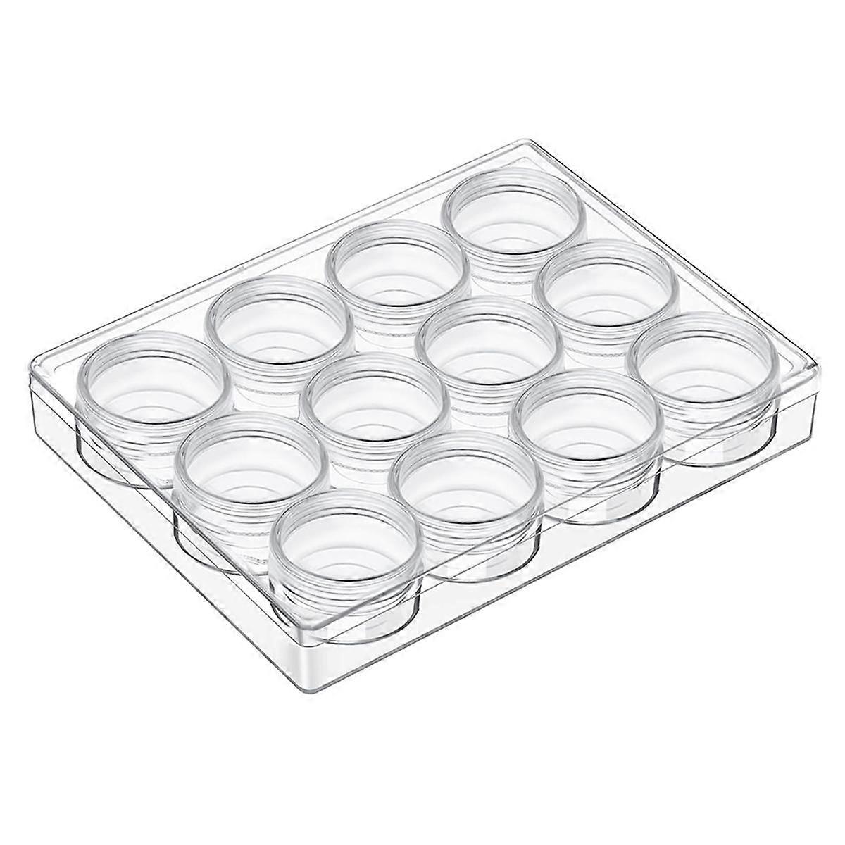 Clear Bead Organizer Bead Storage Containers Set with 12 Boxes (1.5 X 1.5 X 1.38 Inches)