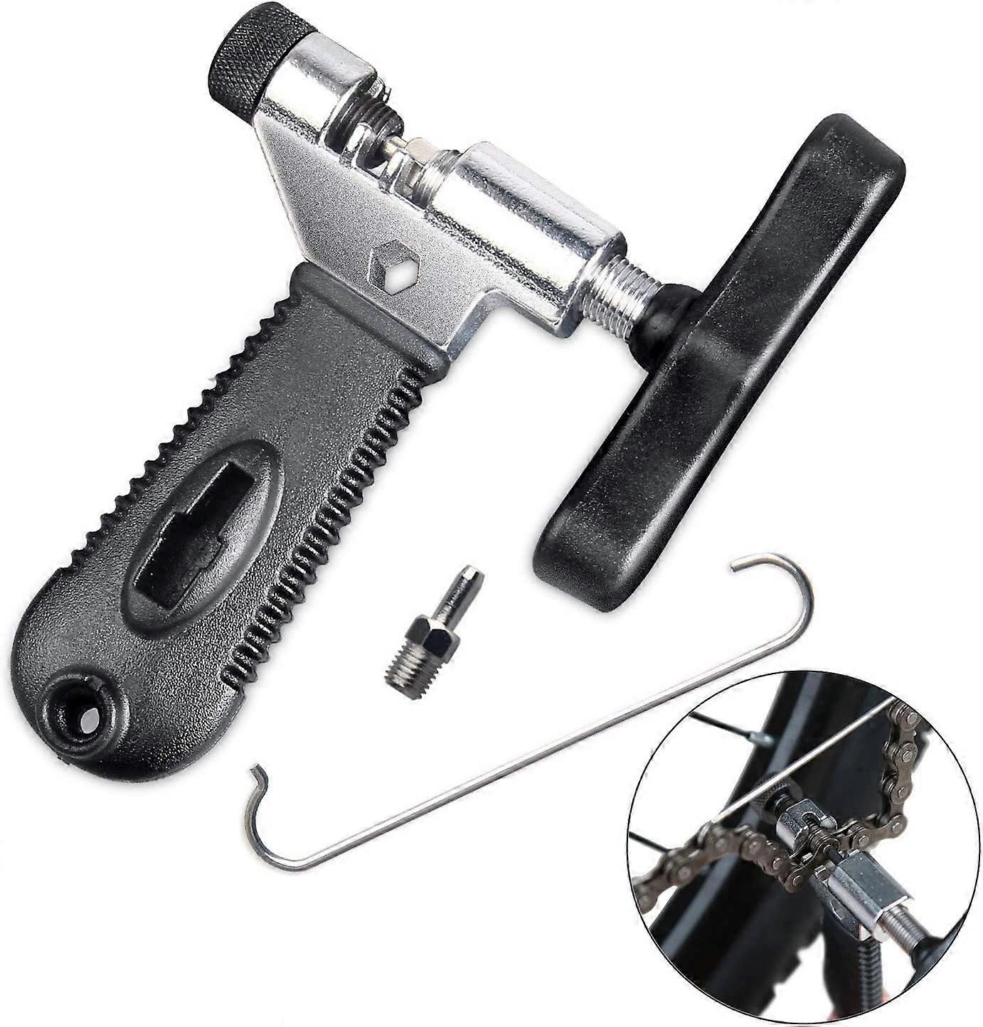 Chain Breaker Tool, Universal for 7 8 9 10 Speed Chain Link Removal with Stainless Steel Backup Pins, Easy Using Bike Chain Splitter Cutter Portable