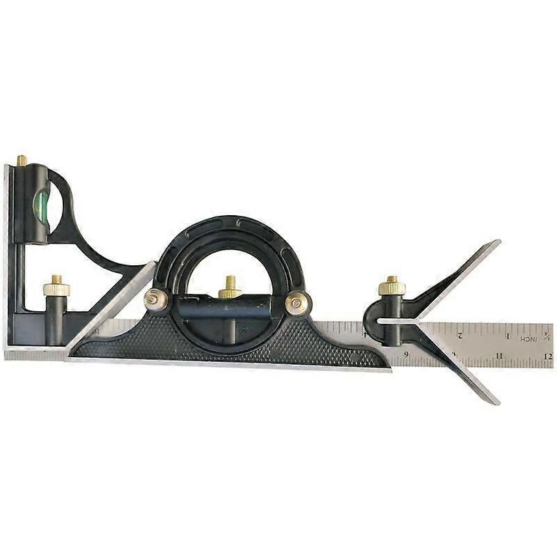 300mm Combination Square with Spirit Level Protractor, Straight Head and Centering Head Multifunction Adjustable Right Angle Engineer Ruler Carpenter 