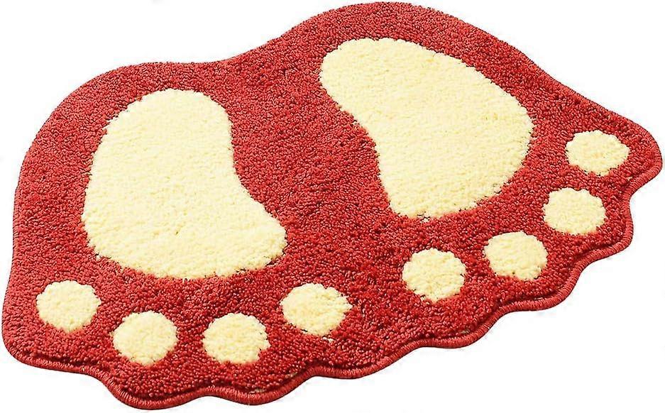Paramount City Non-Slip Bath Mat,Bathroom Shower Mat Big Feet Shaggy Rug Absorbent Floor Mat Doormat(40*60CM Red)