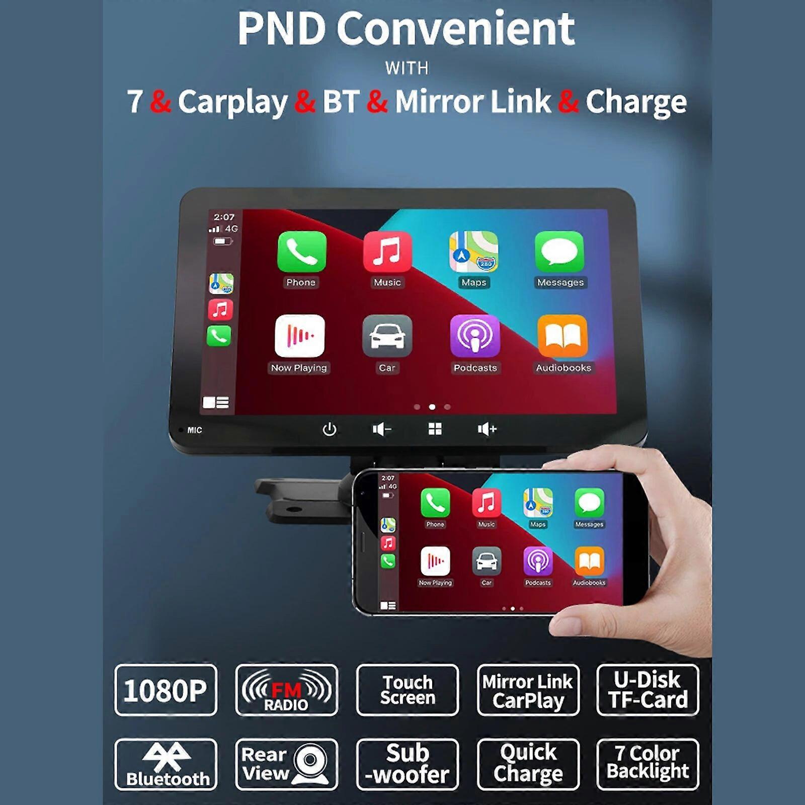 7 Inch Touch Screen Portable Car Multimedia Player Bluetooth Wireless Carplay/android Auto Mirror Link Support for Universal Car FN9U4579