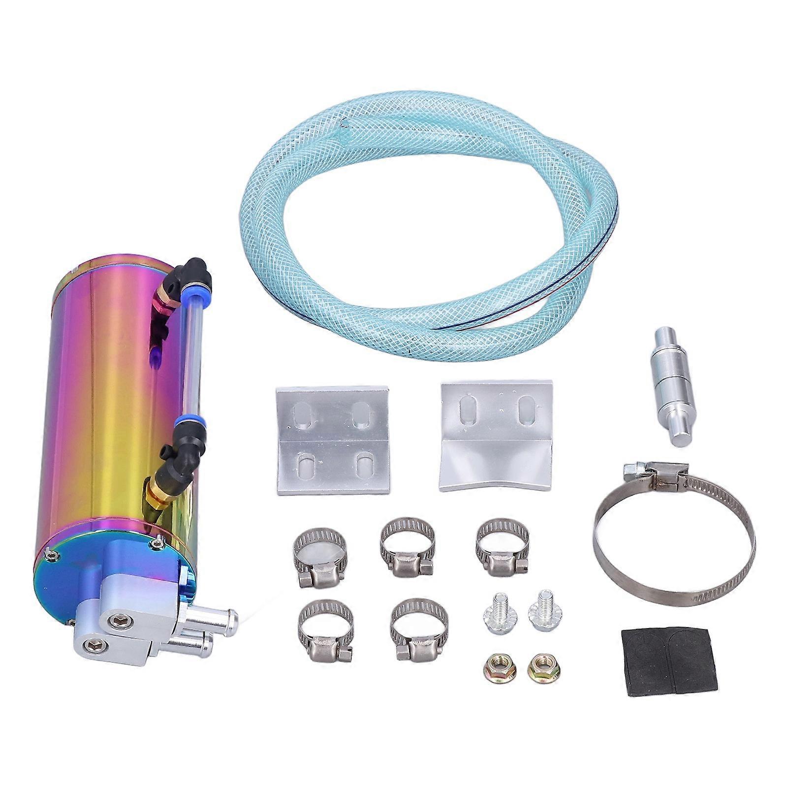 Car Engine Oil Catch Can 350ML Capacity Round Aluminium Alloy Universal with Clear Tube Indicator E2U311