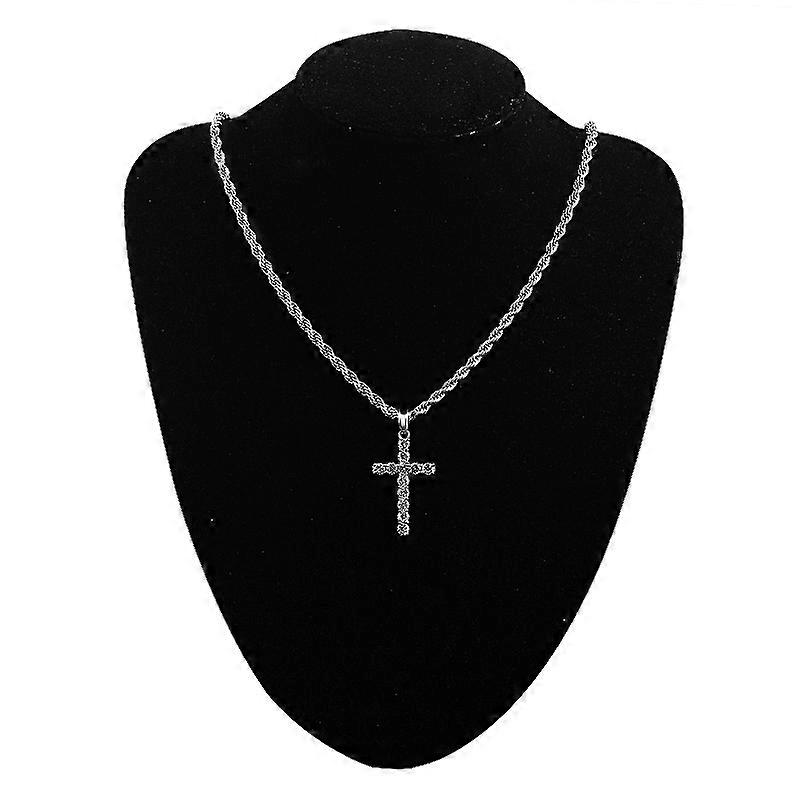 Collana a catena di corda di larghezza 4mm per uomini donne twisted colore argento 316l in acciaio inossidabile croce ciondolo collane gioielli di moda