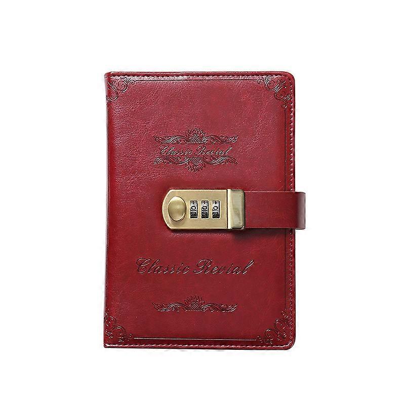 Vintage Pu Leather Diary With Password Lock Notebook Journal Digital Locking Diary Notepad Manual Sketchbook
