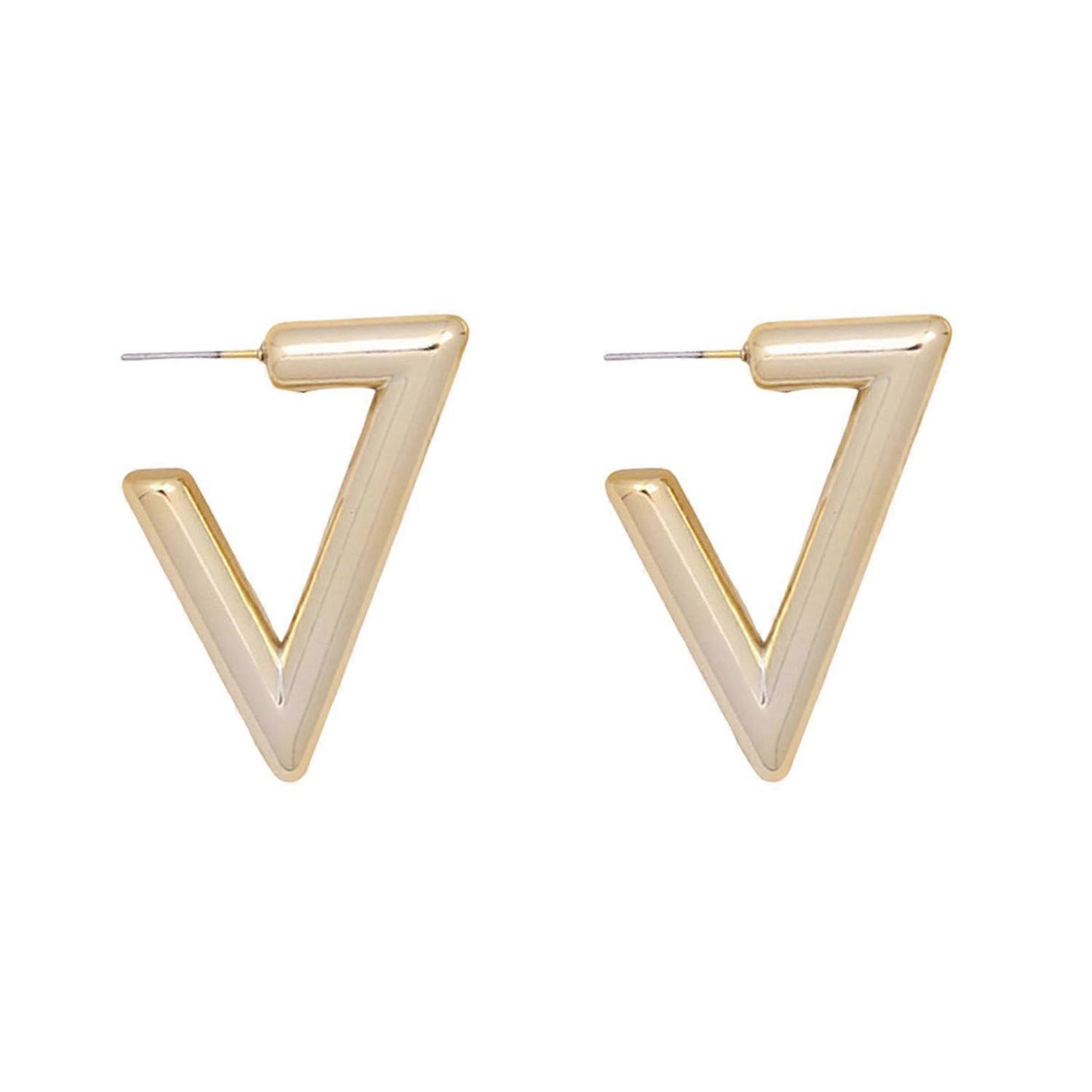 1 Pair Lady Earrings Hollow Star Triangle Shape Solid Color Smooth Dating Commute Party Hanging