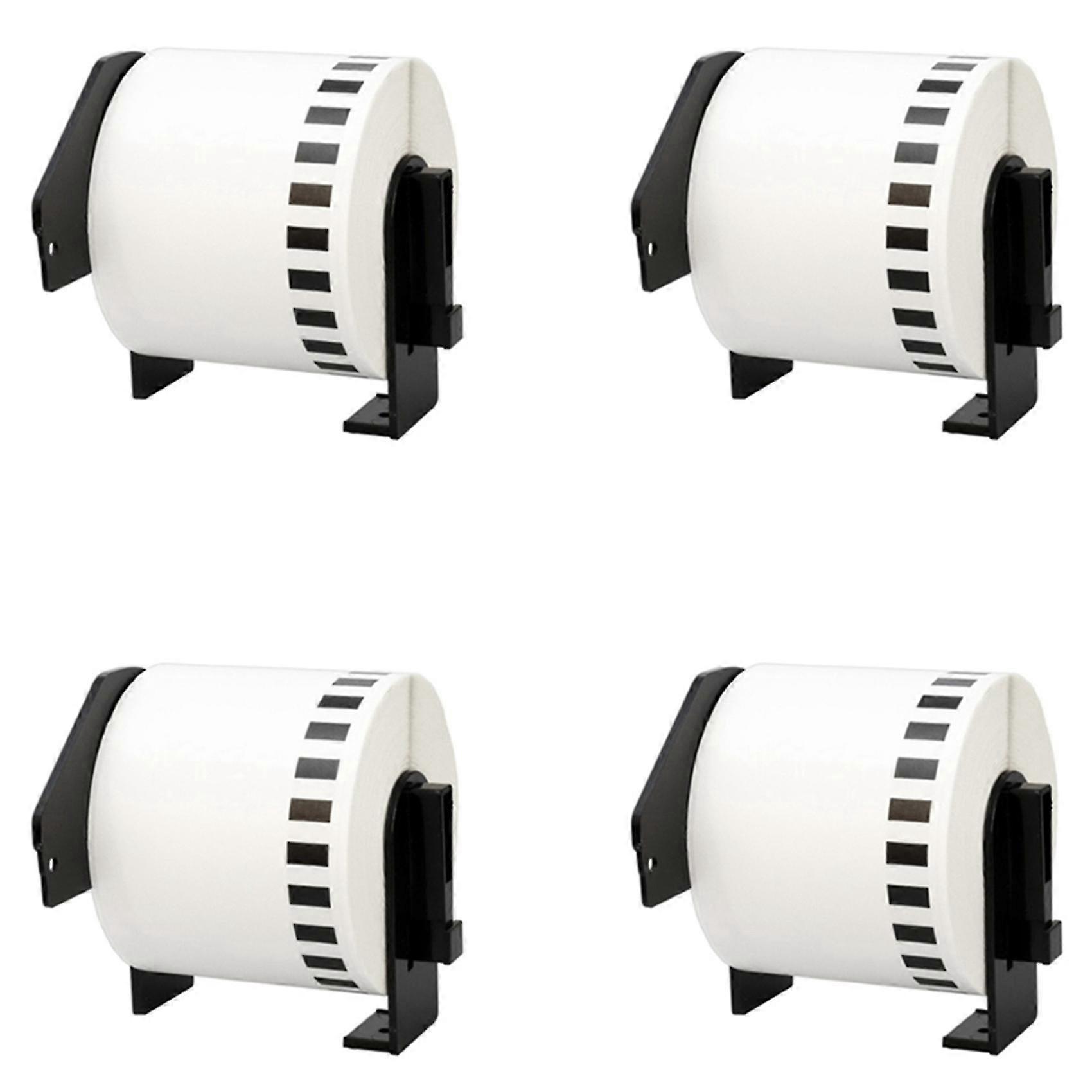4 Roll Compatible For Brother Dk22205 62mm X 30.48m Continuous White Length Paper Tape Labels With