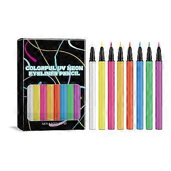 8 Color Party Neon Liquid Eyeliner Pen Silky Smooths Color Rendering Moist Smooths Eyeliner Pen