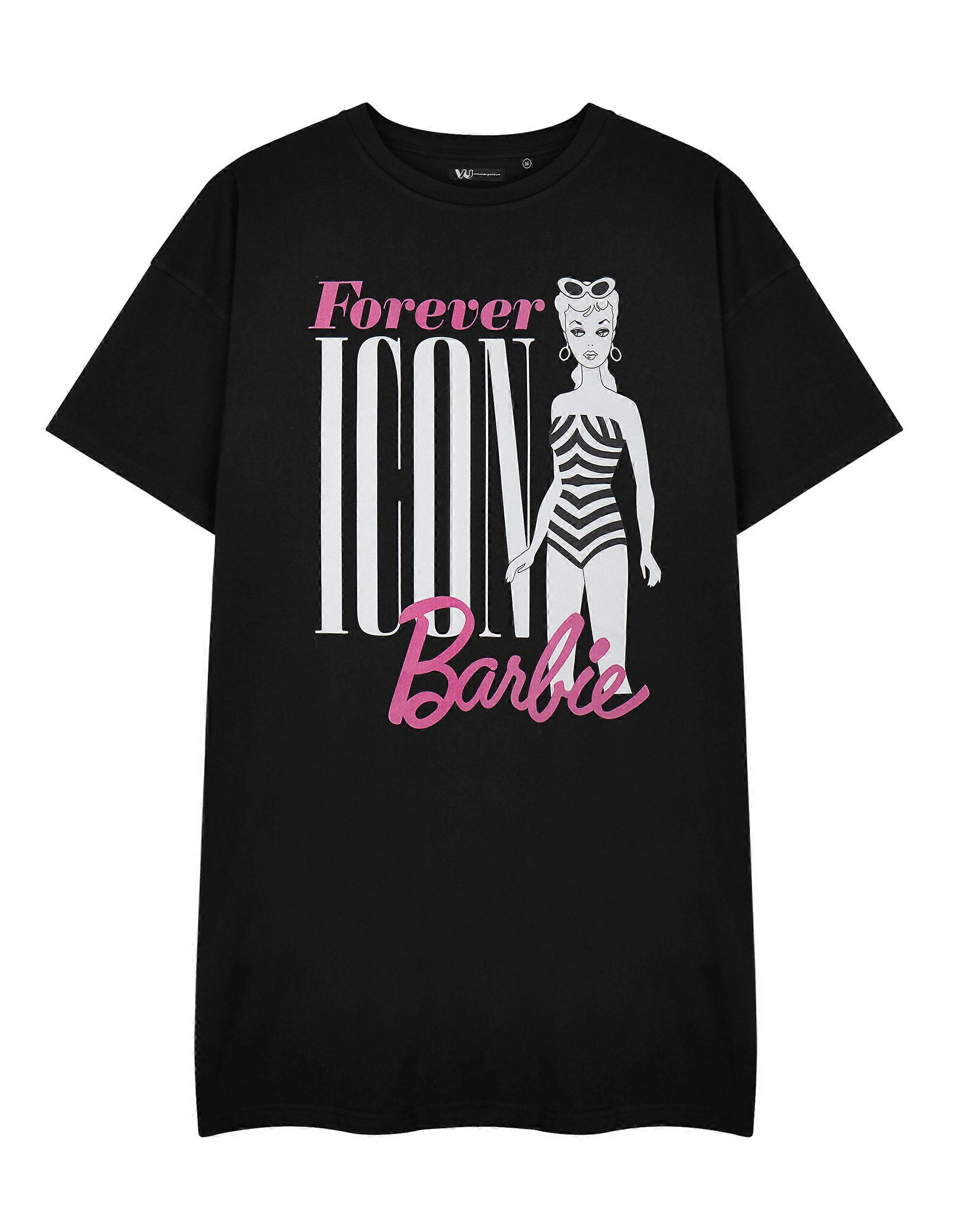 Barbie Womens Short Sleeved T-Shirt Dress Black Forever Icon