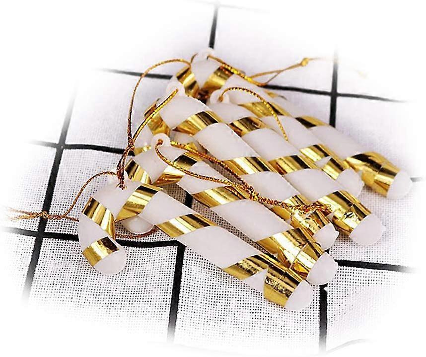 6 Pack Plastic Barley Candy Cane Christmas Decorations Creative Gift Gold