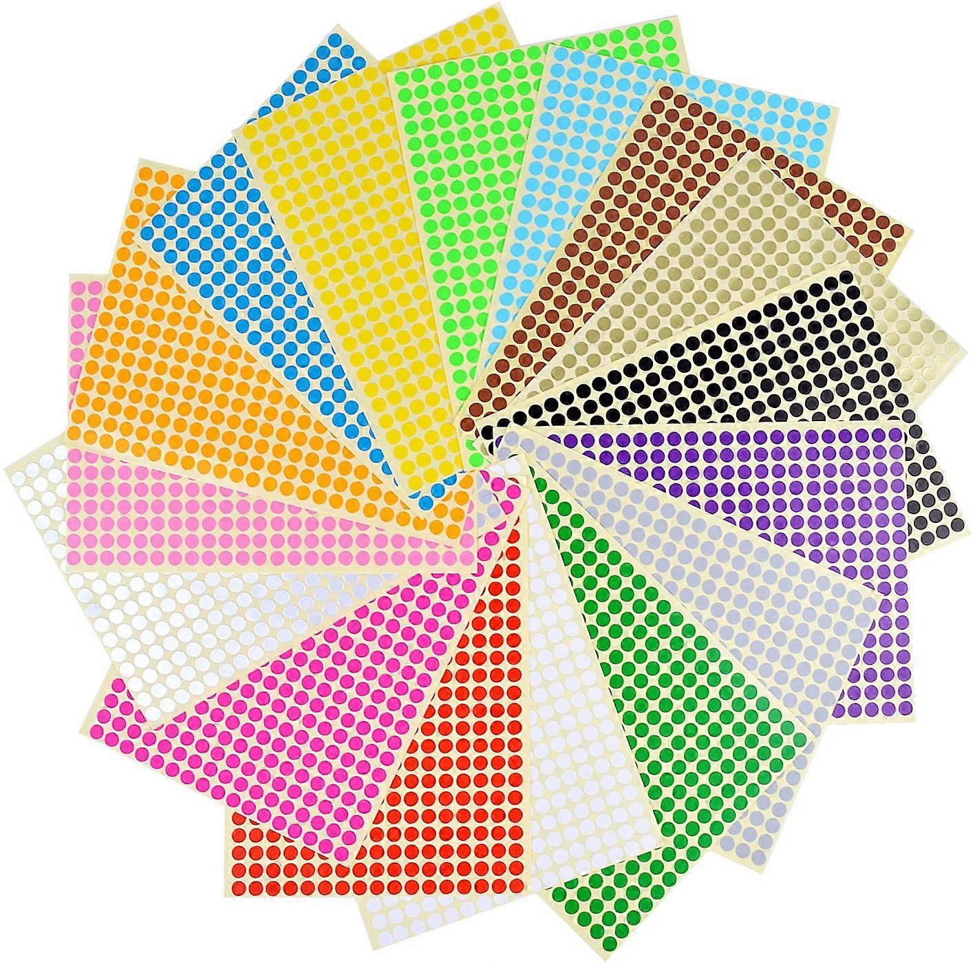 16 Sheets Dia 1/4inch Self Adhesive Round Dot Stickers Coding Label 6528 Dots