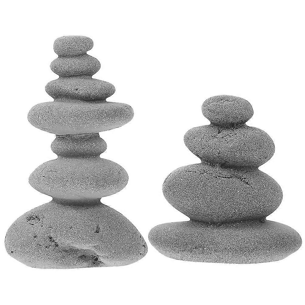 2pcs Garden Patio Landscape Stone Decoration Stacked Stone Sand Table Ornaments
