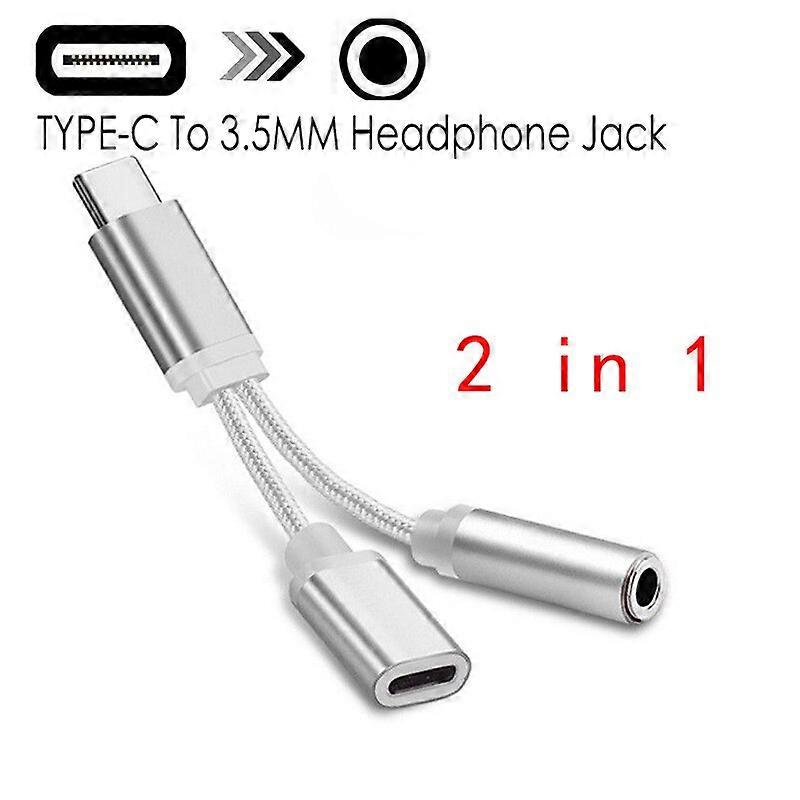 2 in 1 USB Type C Load Cable, 3.5mm Audio Converter, Huawei P20 Pro Earphone Adapter