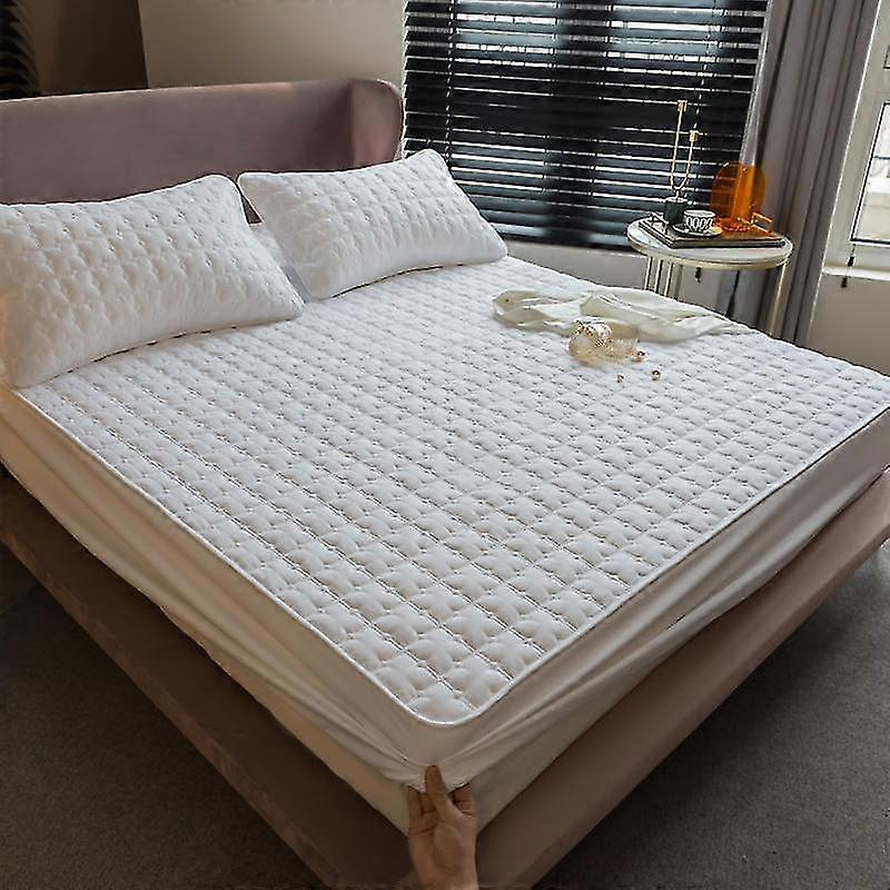 Textile Mattress Cover Modern Washable Plain Bed Covers Breathable Quilted King Mattress Protector With Elastic Band