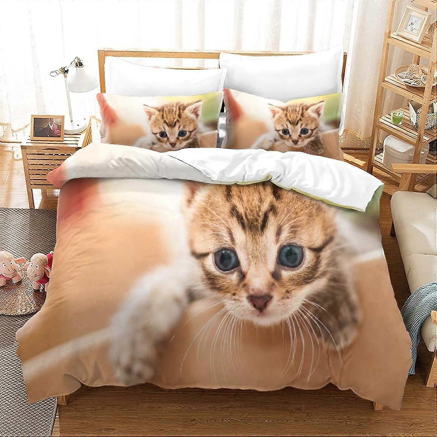 Art Cat Reversible Bedding Set, Soft Microfiber with Zipper for Children, Teens and Adults