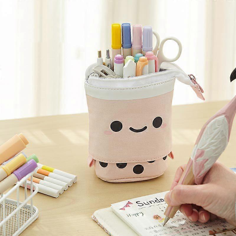 Cute Pencil Case Standing Pen Holder Telescopic Makeup Pouch Pop Up Cosmetics Bag for Girls Students
