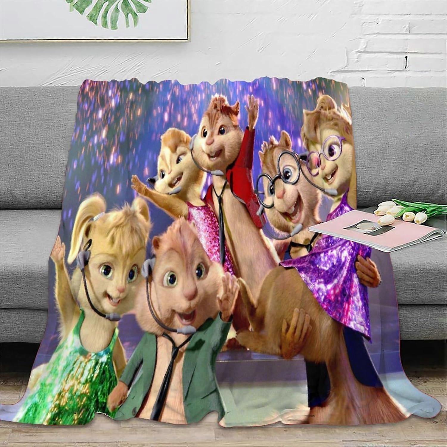 Alvin And The Chipmunks Print Flannel Blankets 3D Cartoon Mouse Pattern Plush Blanket Fashion Blanket Autumn Throw Blanket Soft Fuzzy Blankets for Kid