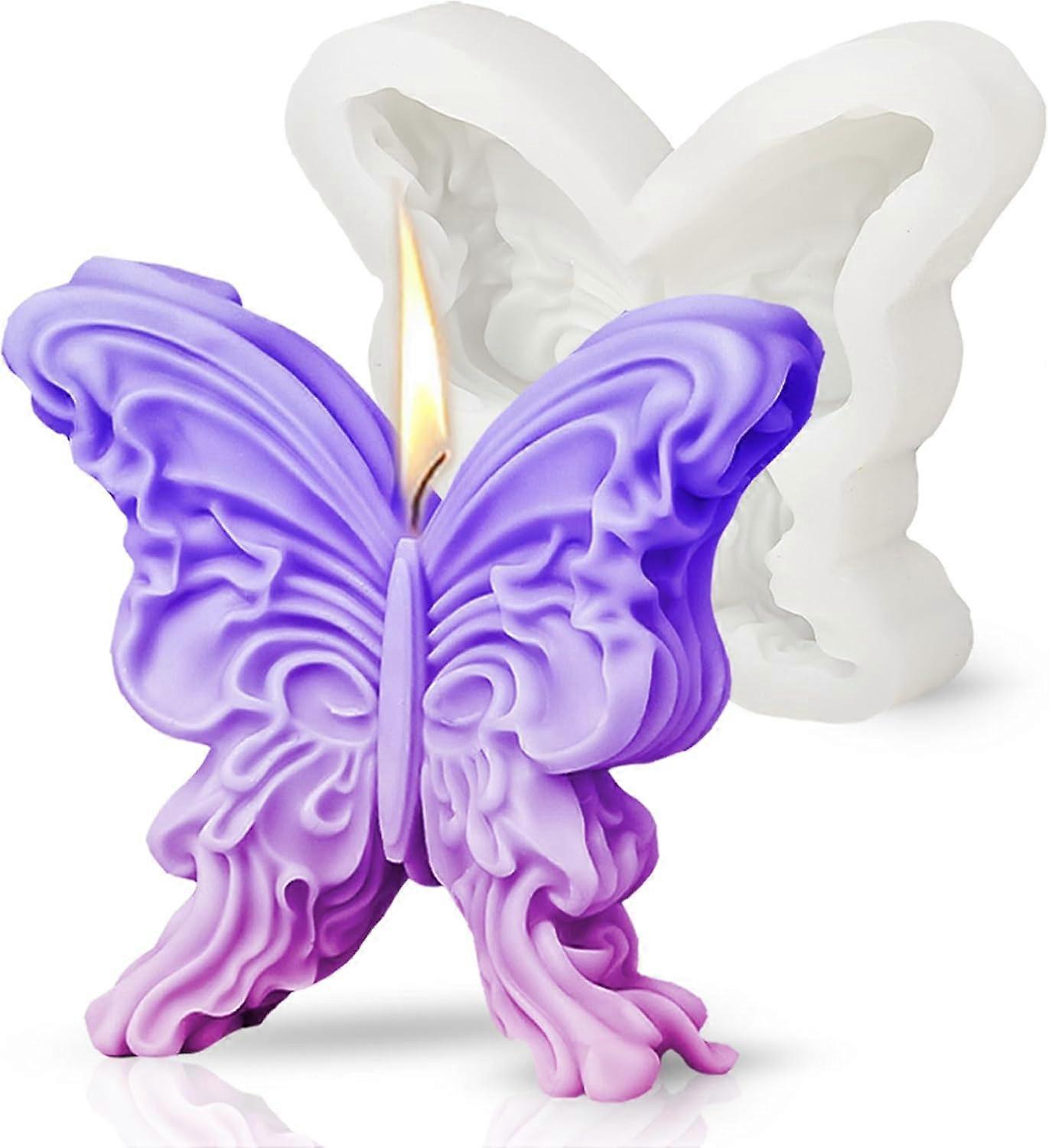 1 pcs Butterfly Candle Molds for Candle Making Epoxy Resin Insect Silicone Mold 3D Carved Wave Origami Butterflies Art Plaster Soap Casting Wax Mould