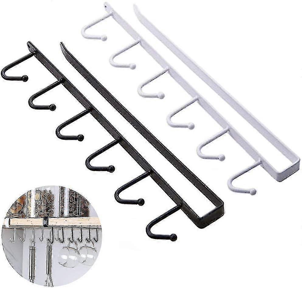 Multifunctional Cupboard Insert Cup Holder Hook Rail Coat Rack Without Drilling