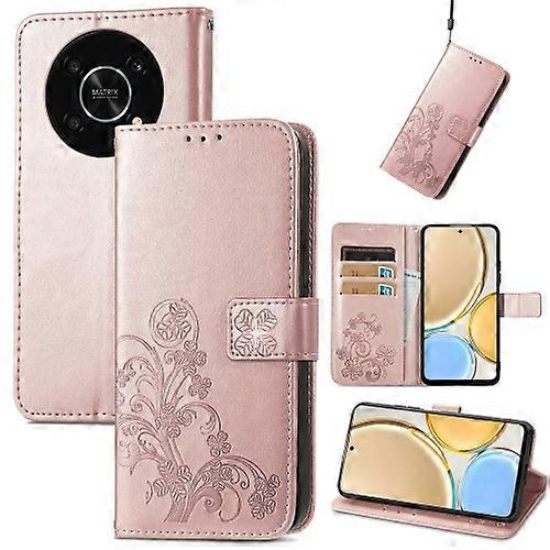 For Huawei Nova Y90 Four-leaf Clasp Embossed Leather Phone Case