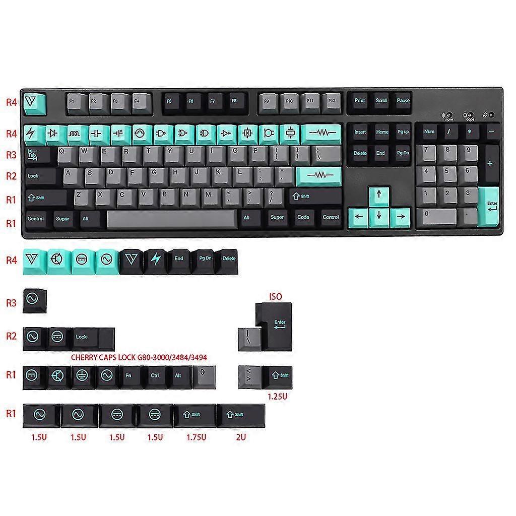 135pcs Electric Keycap Pbt Cherry Profile Standard Sublimation Process Keycap