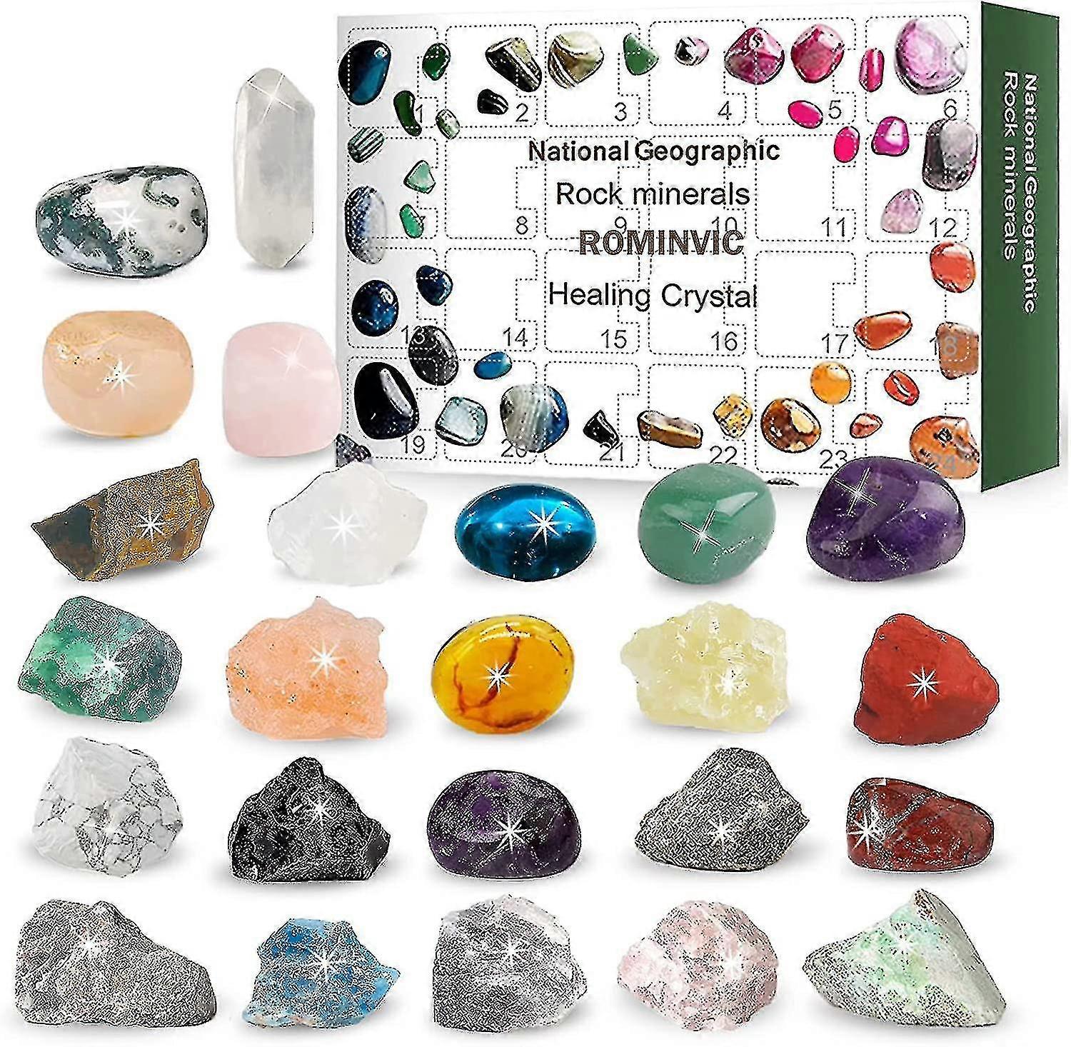 Rock Advent Calendar 2022,christmas Countdown Calendar-24 Days Ore,minerals, Gemstones&crystal,advent Calendar With 24 Gemstones To Open Each Day For