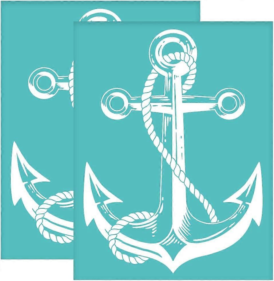 2Pcs 8.611 Inch Self-Adhesive Silk Screen Printing Stencil Anchor Pattern Mesh Transfers Stencil Boat Anchor Silk Screen Stencil for Painting on Wood