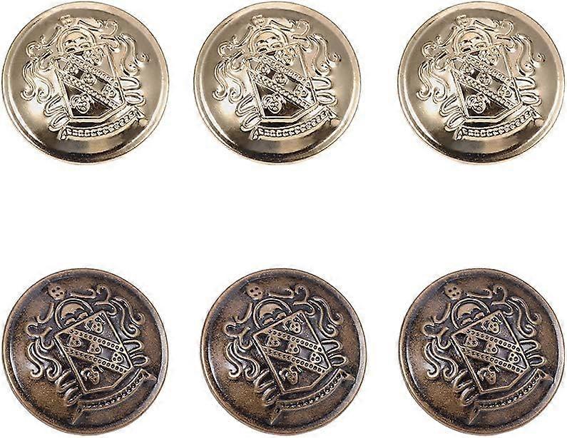 20pcs Flat Round Buttons 2 Colors Metal Buttons with Shank 25mm Retro Round Bronze Button Brass Sewing Buttons for Jeans Blazers Coats Uniform Suits J