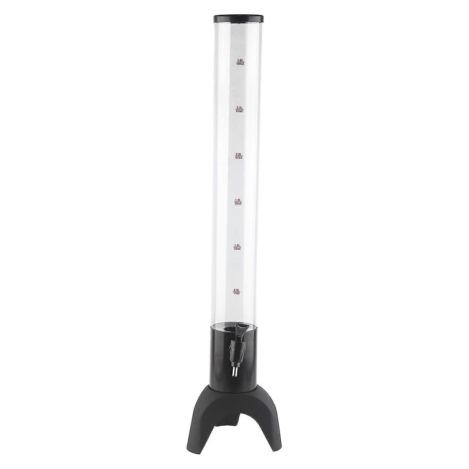 3L Beverage Dispenser with Removable Ice Tube and Three-Legged Beer Tap Tower