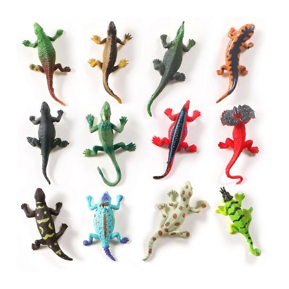 12Pcs Kids Simulated Solid Amphibian Animal Lizard Model Ornament Collectible Toy