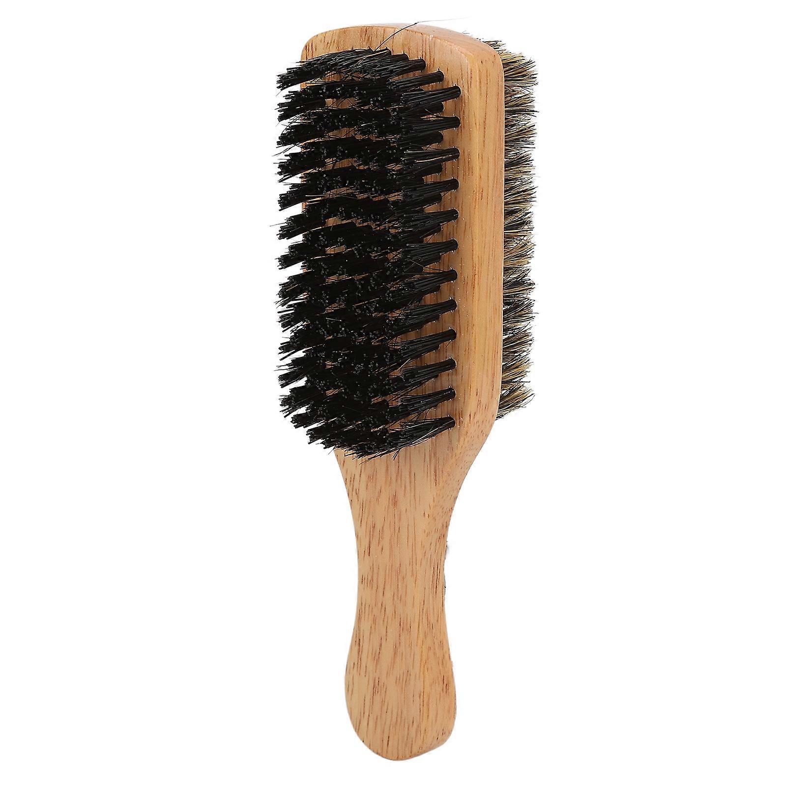 Double Sided Beard Brush Imitation Bristles Brush with Rubber Wood Handle for Men