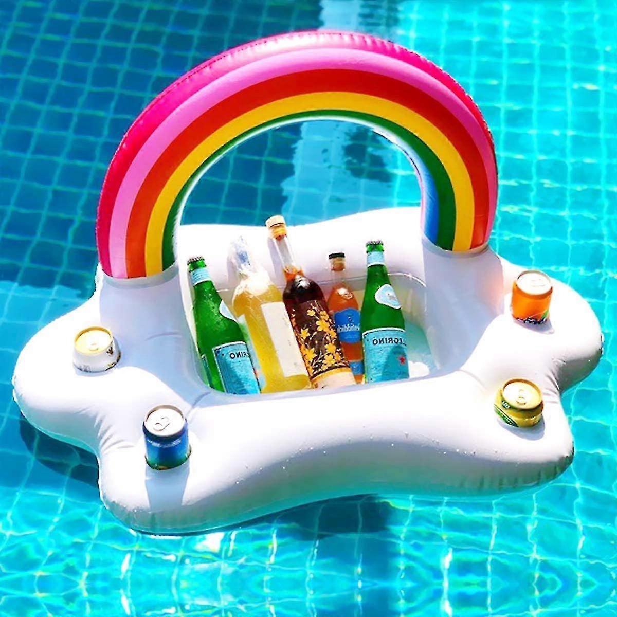 Inflatable Rainbow Cloud Drink Float, Large Capacity Pool Cooler