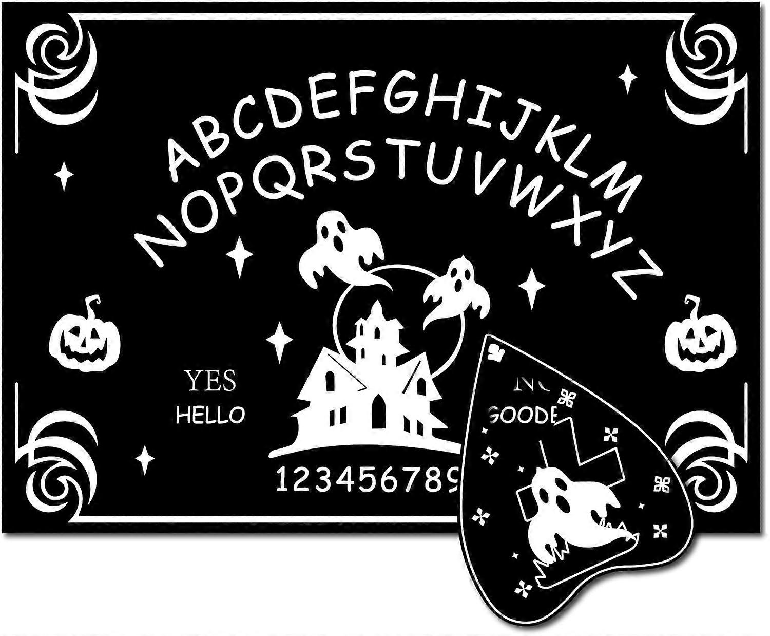 Ghost Pendulum Board Wooden Spirit Board Pendulum Dowsing Divination Board Set Castle Black Talking Board Metaphysical Message with Planchette for Wit