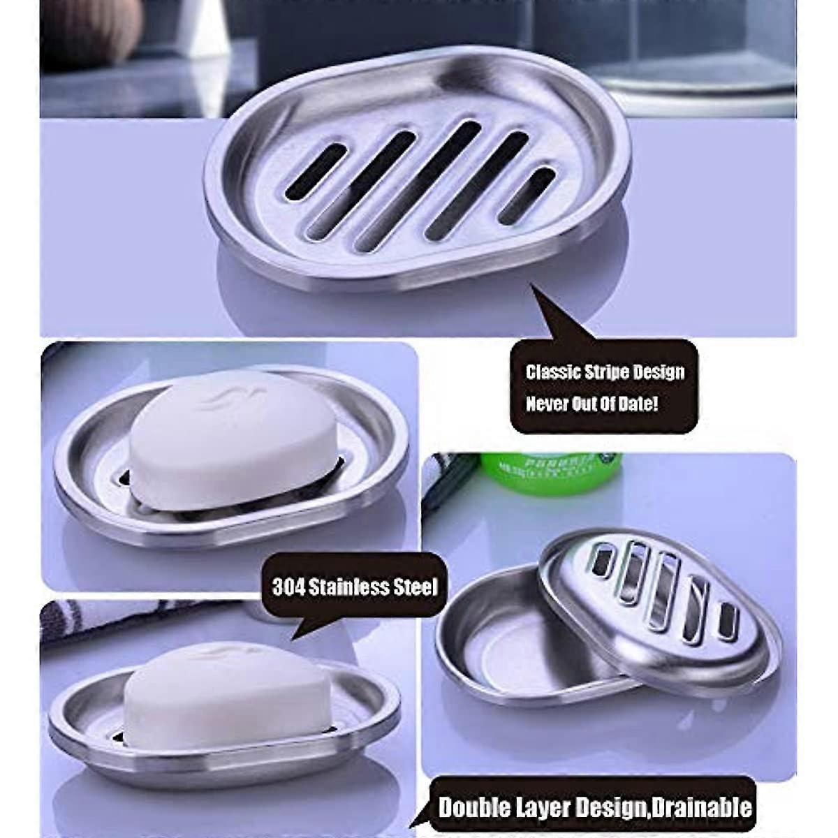 Plastic Soap Dish With Drainer – Freestanding Bathroom Organizer (Multiple Colors) - View #2