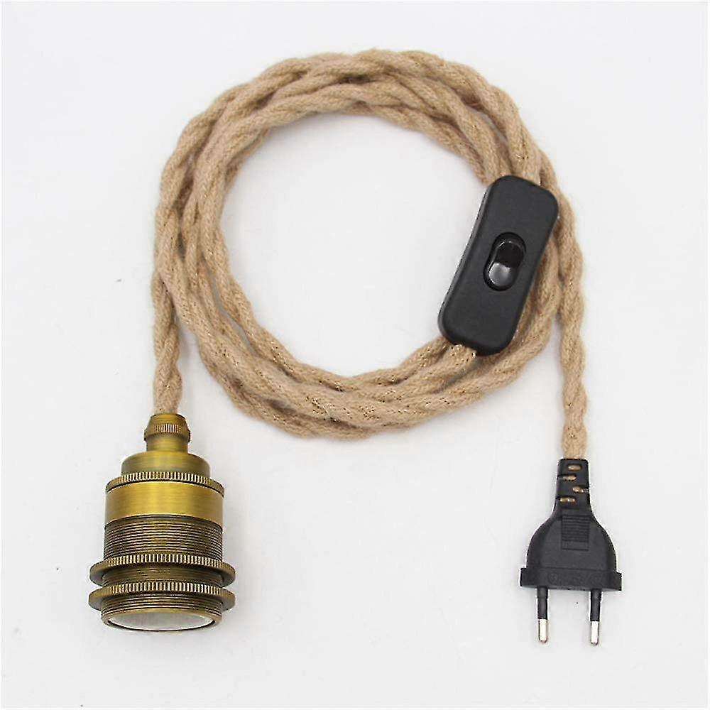 Vintage Hemp Rope Pendant Light Kit With Switch Plug Diy Single Head Hanging,cable Rope E27(bronze)