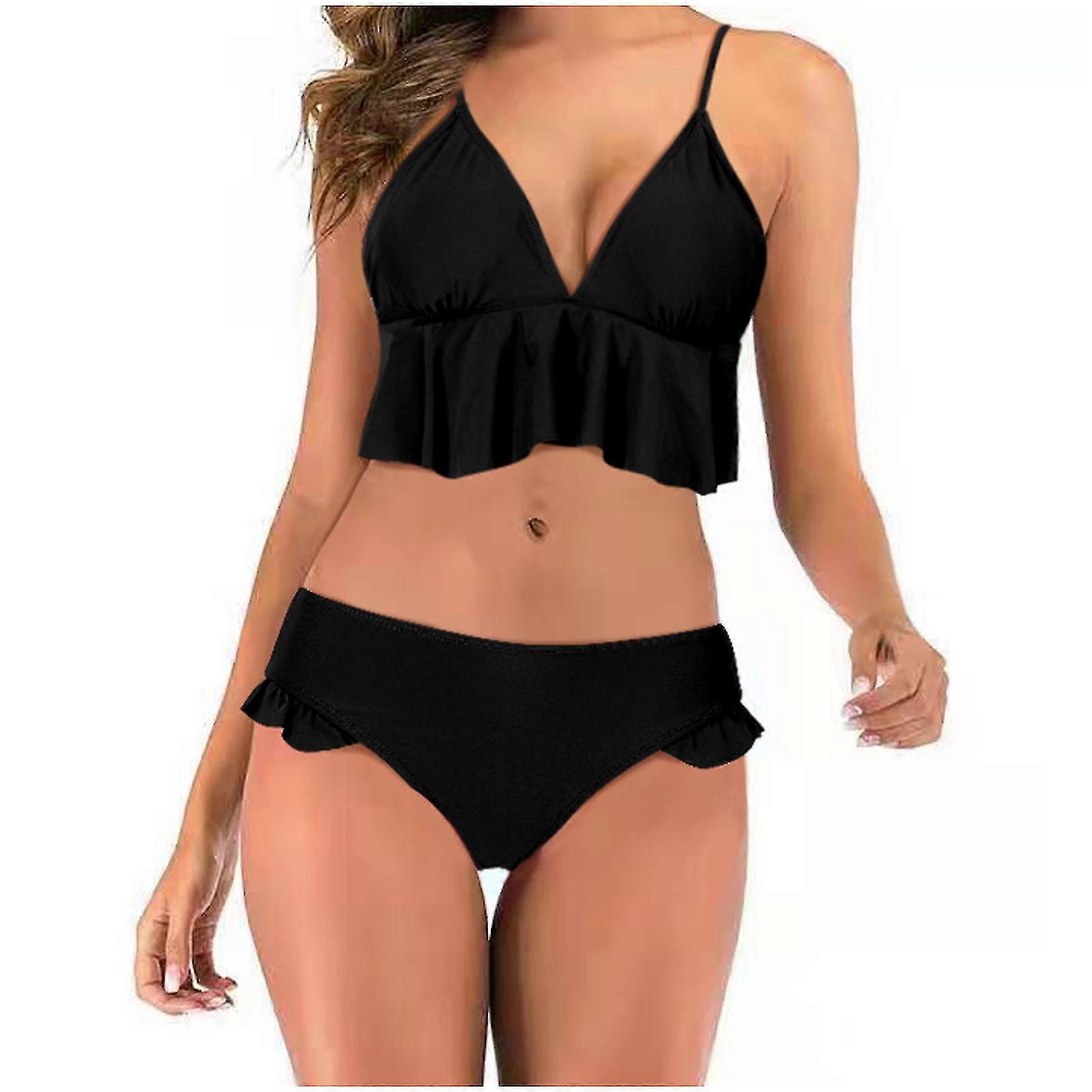 Femmes Sexy Avec Coussin de Poitrine Sans Underwire Jupe En Dentelle Maillot de Bain Split Bikini