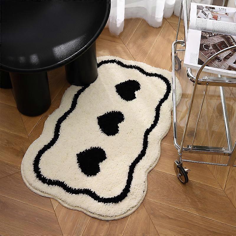 漫画の家庭用バスルームのフロアマット、バスルームの入り口にある吸水滑り止めマット-ハートホワイト/ 20 * 32インチ