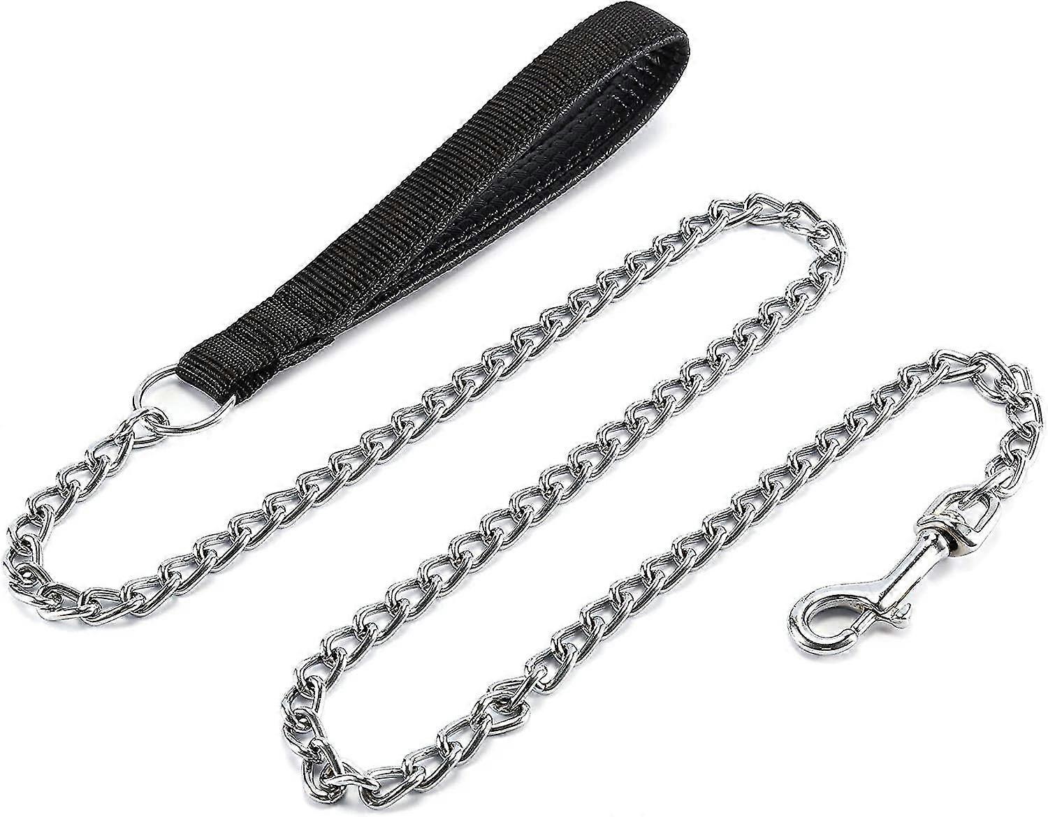 Metal Dog Leash, Heavy Duty Chew Proof Pet Leash Chain With Padded Handle For Large & Medium Size Dogs,4.0mm X 4 Foot(pack Of 1)