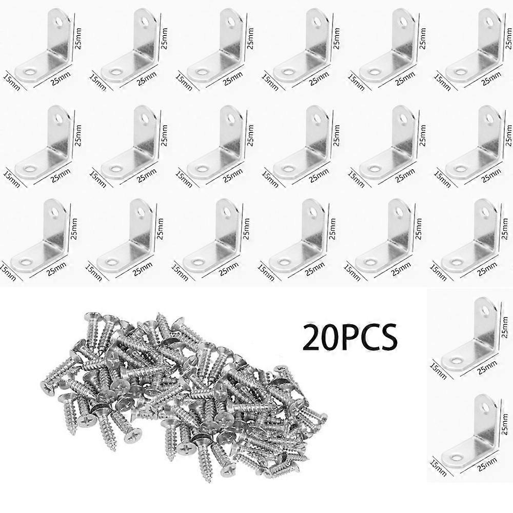 20 Pcs (approx 16*25*25mm) 90 Degree Right Angle Bracket, Metal Bracket, Bracket, Angle Bracket Stainless Steel Corner Bracket Corner Bracket Assembly