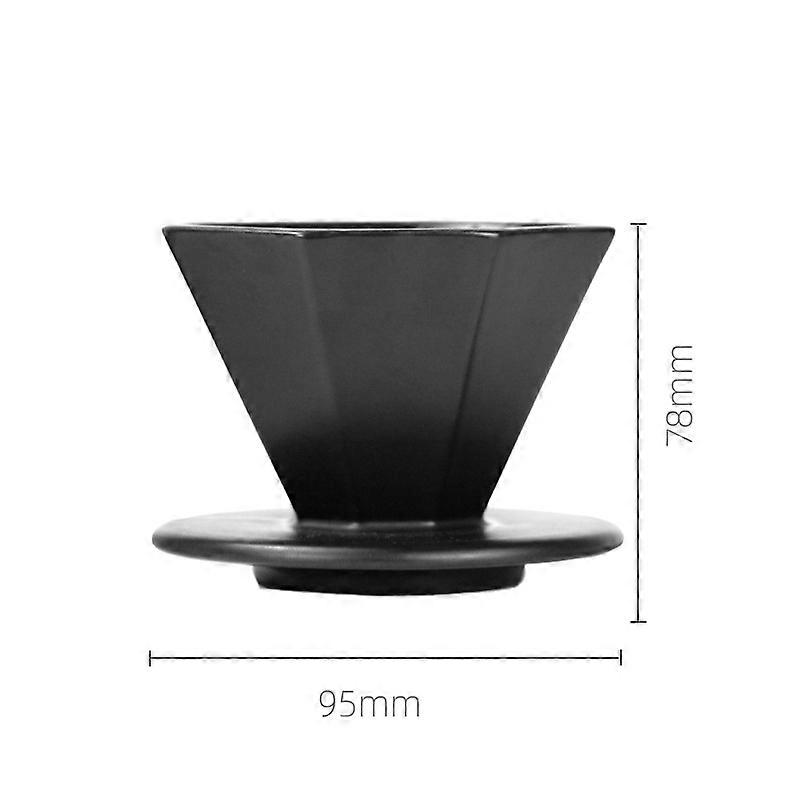 A small black octagonal ceramic filter cup