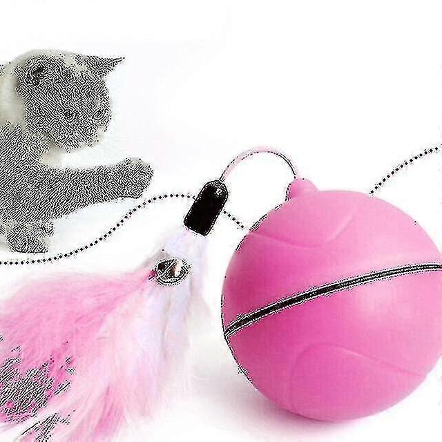 USB recargable Led Scrolling Flash Ball Cat Funny Toy (rosa)