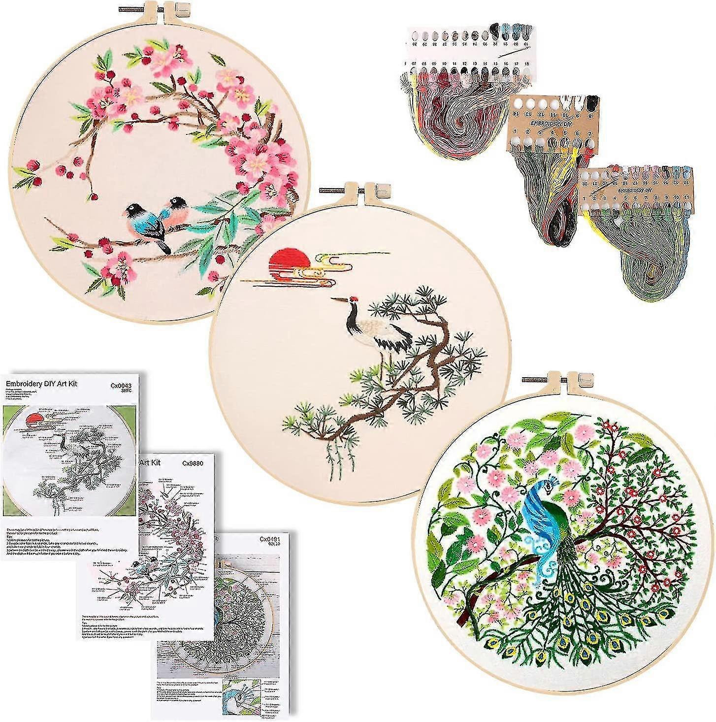 3pcs Embroidery Threads Kit, Embroidery Beginner Tool, Embroidery Starter