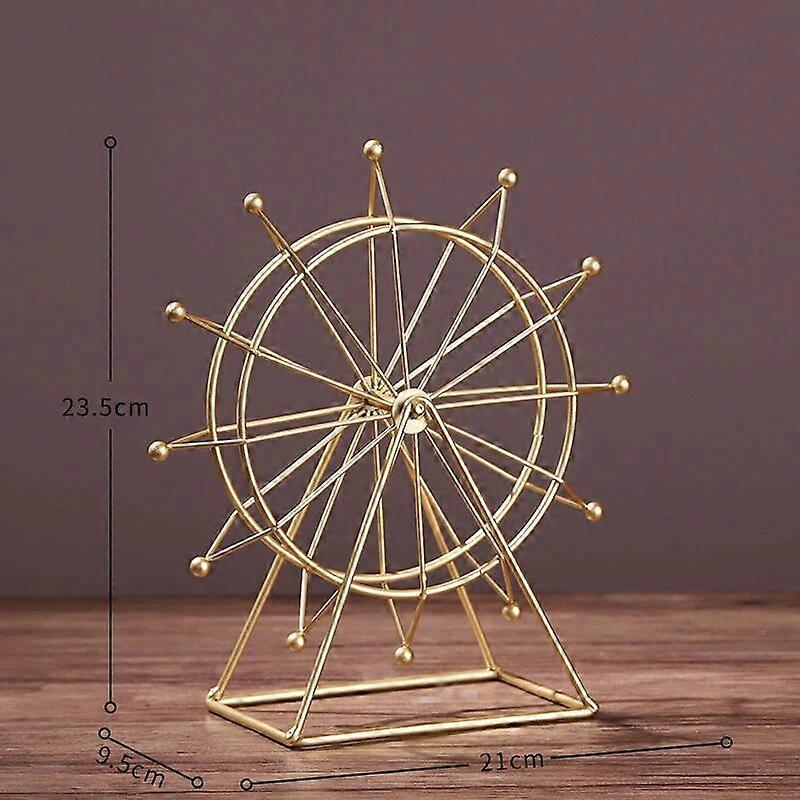 קישוט הבית המודרני מתכת קישוט גלגל ענק אמנות נורדית גלגל ענק מוזהב מודל יצירתי משרד שולחן עבודה תפאורה מתנה לילד