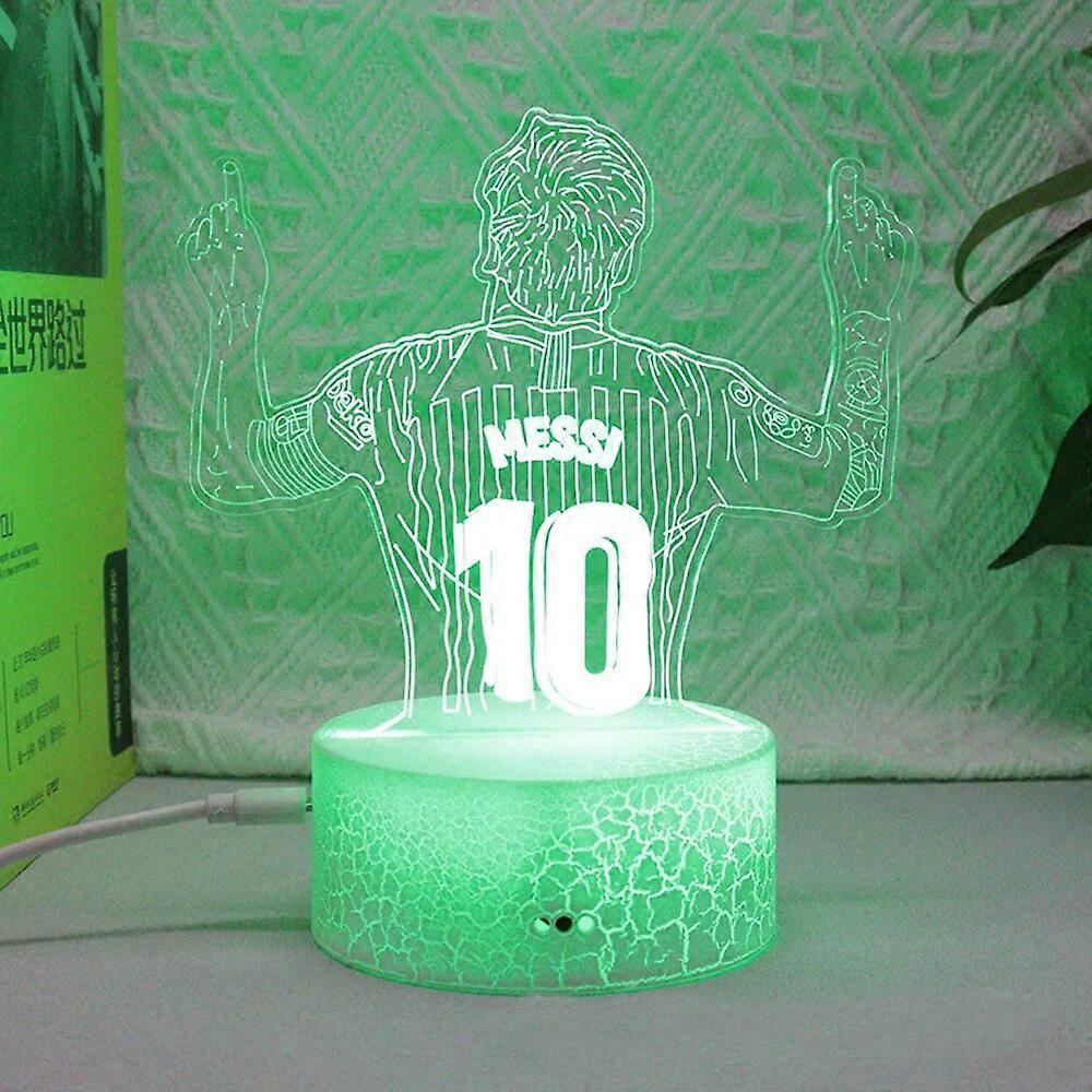3D Illusion Night Light Messi 7 Color/16 Color Gradient Touch Switch LED Night Light Table Lamp (Crackle White)