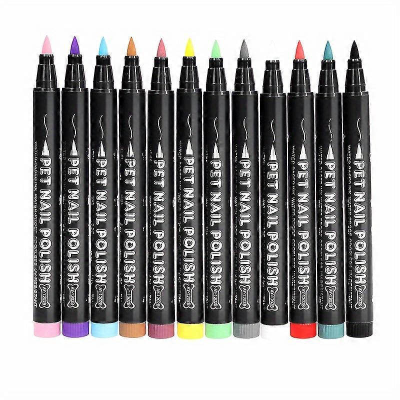 12pc Non-Toxic Dog Nail Polish Pens - Quick Dry, Long-Lasting Shine in 12 Vibrant Colors for Pets, Safe & Easy Application, Perfect Girl Dog & Puppy A