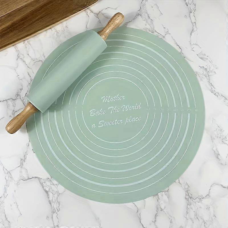 2pcs, Rolling Pin And Pastry Mat, Rolling Pin With Wooden Handle And Silicone Pastry Mat, Baking Tools, Kitchen Gadgets, Kitchen Stuff, Kitchen Access