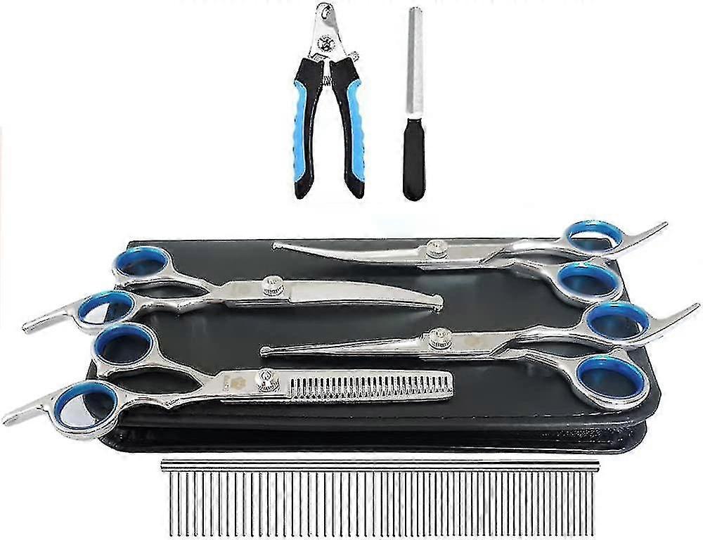 Dog Grooming Scissors Set, Safety Round Blunt Tip Grooming Tools, Prof